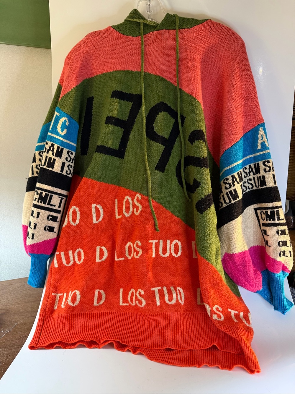 Oversized mini dress or tunic Multicolor Graphic Hooded Women’s Sweater